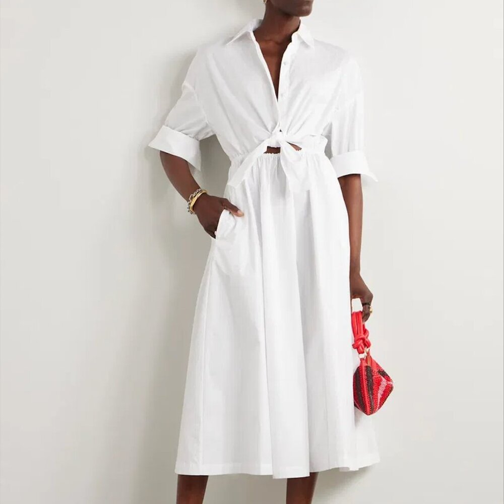 STAUD White Midi Shirt Dress - Picture 1 of 6